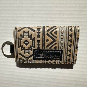 Holy Cow Couture Aztec Embossed 
Leather Key Holder/Credit Card Holder
